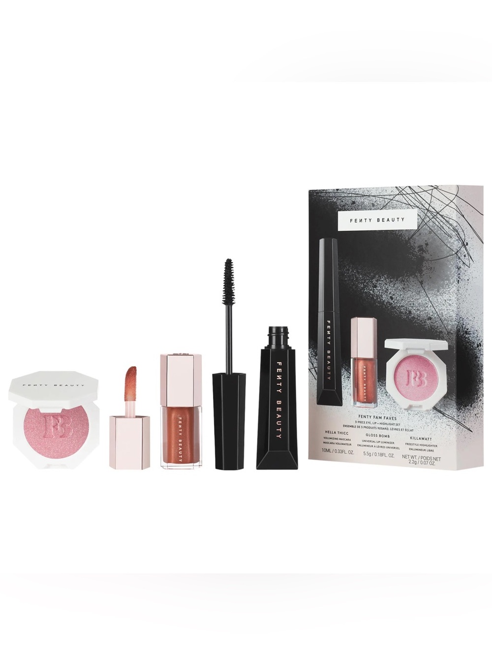 Fenty Beauty Fenty Fam Faves 3-Piece Eye, Lip + Highlight Set New in Box